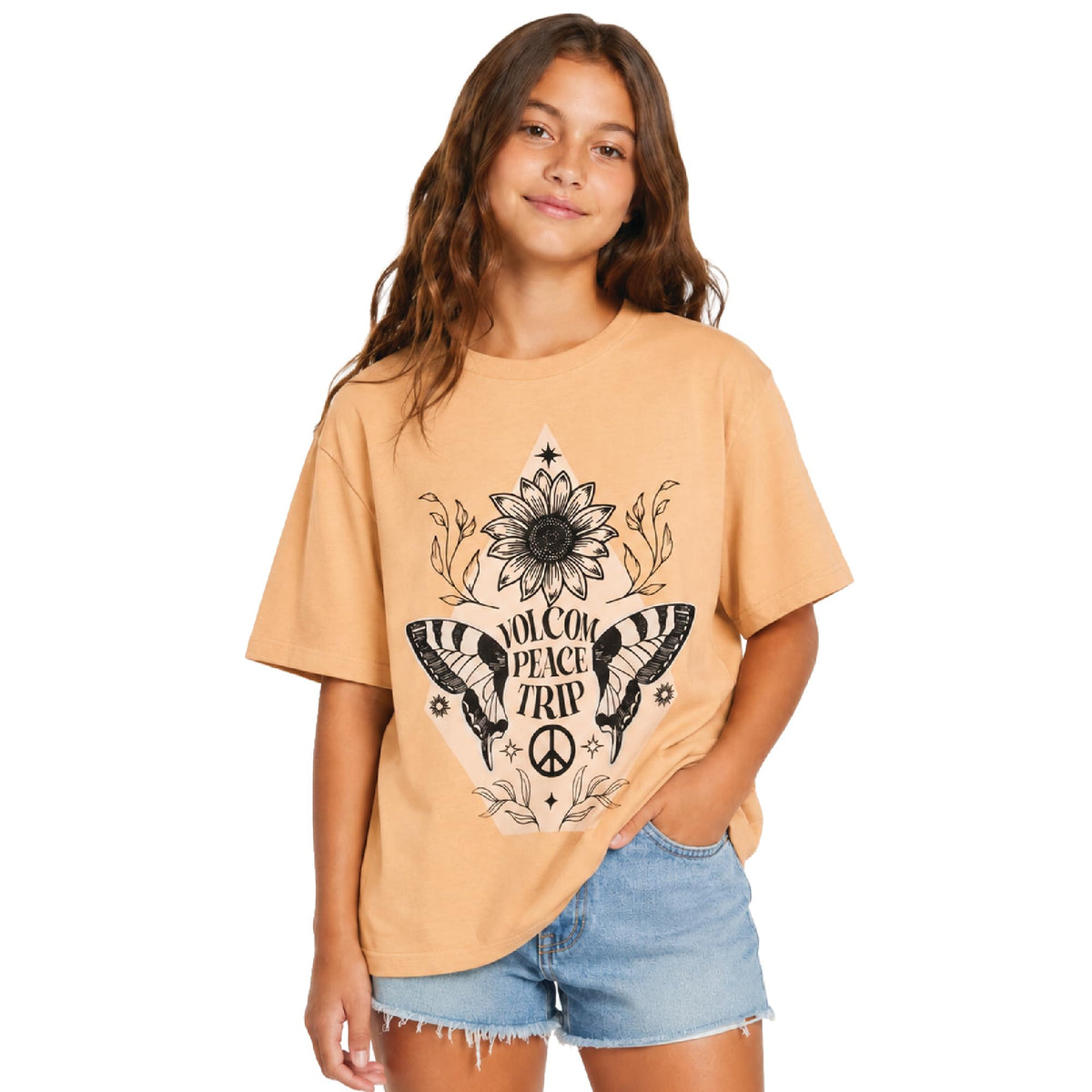 Volcom Girls Crewneck Graphic Tee, Short Sleeve Casual Top