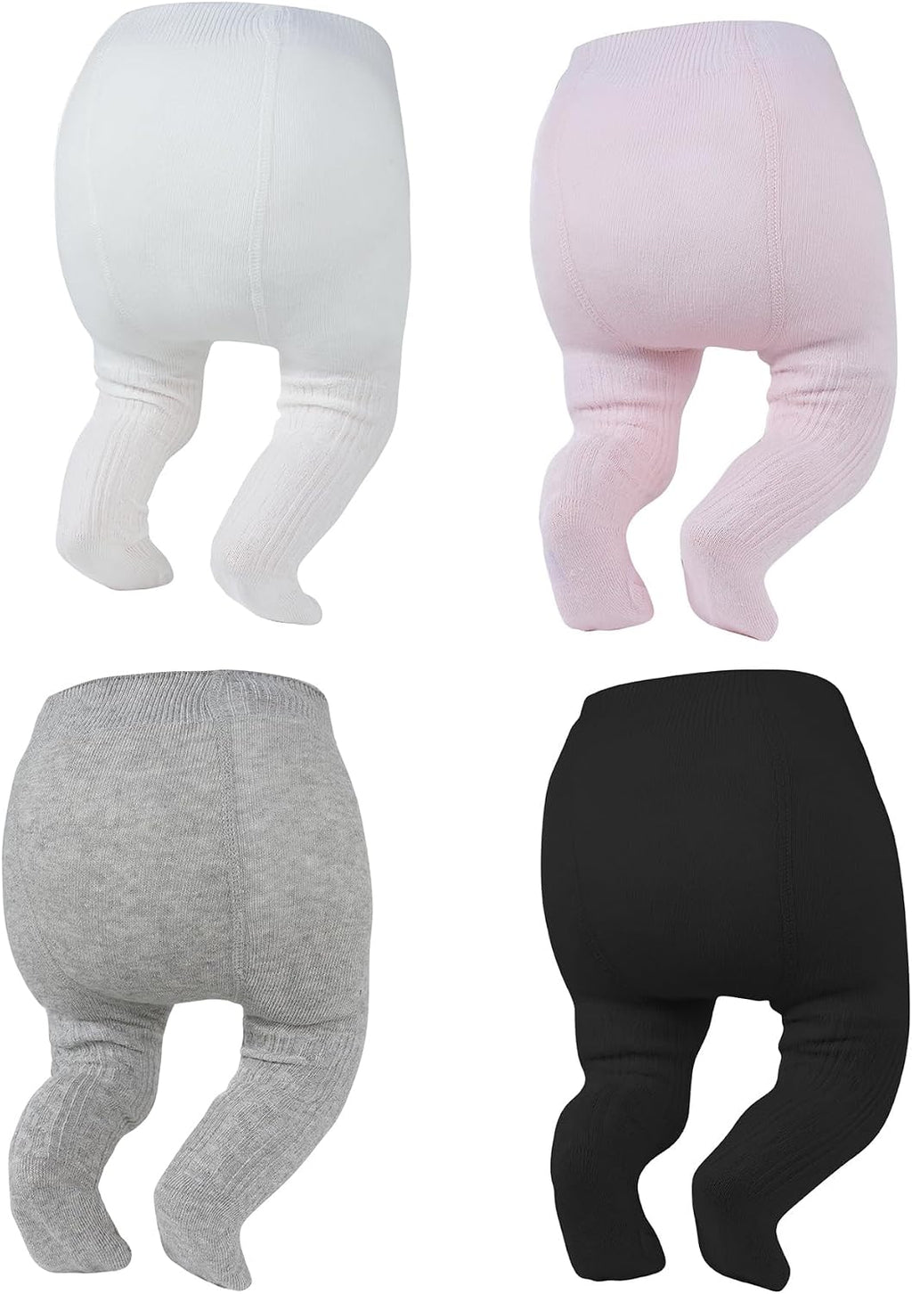 Zando 4 Pack Baby Girl Tights Cable Knit Cotton Winter Stockings 0-12M