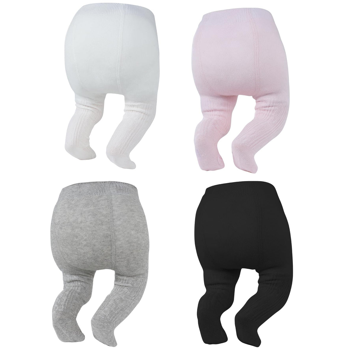 Zando 4 Pack Baby Girl Tights Cable Knit Cotton Winter Stockings 0-12M