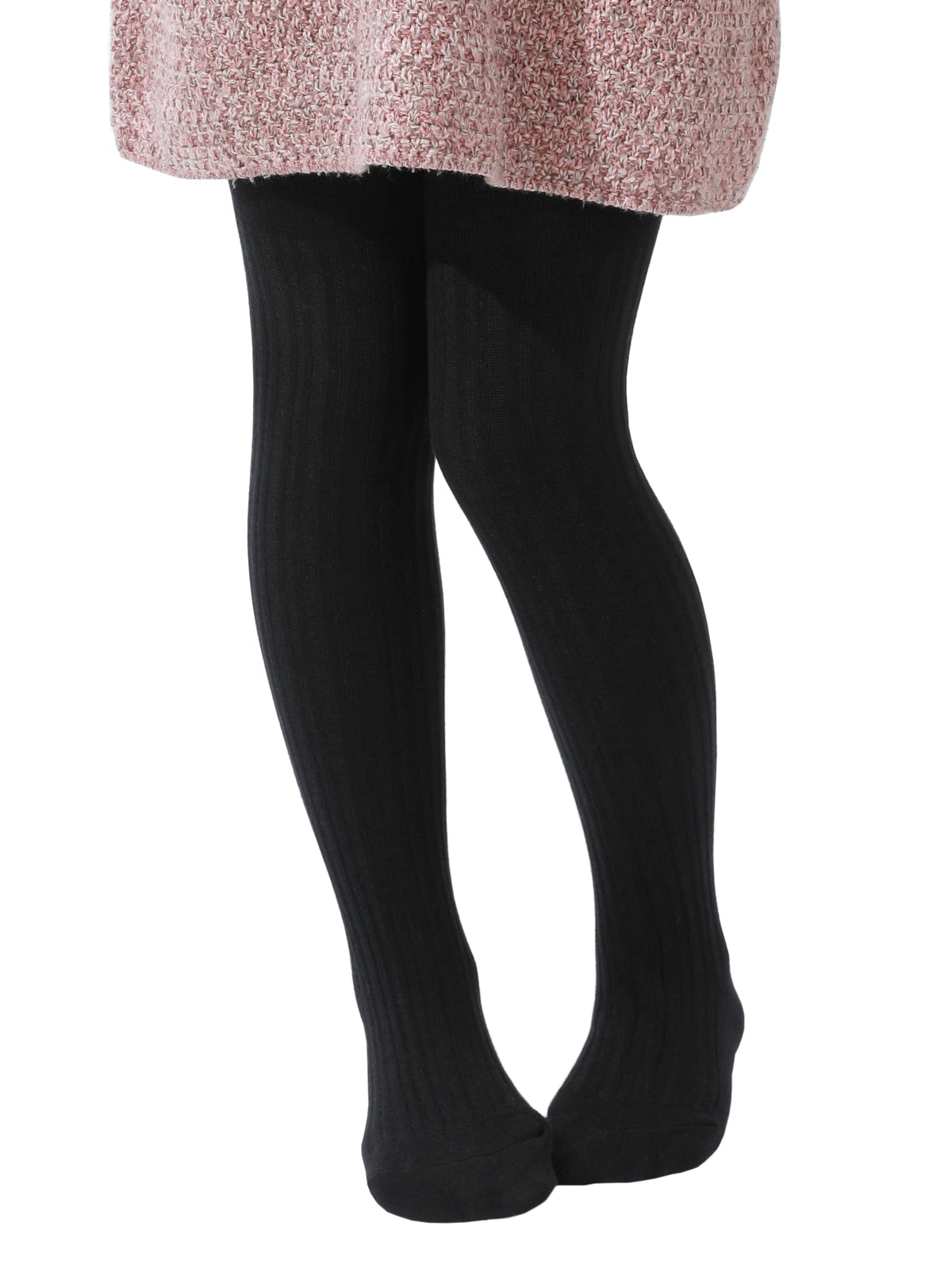 Paralinda Girls' Cotton Tights - Toddler Cable Knit Footed Tights