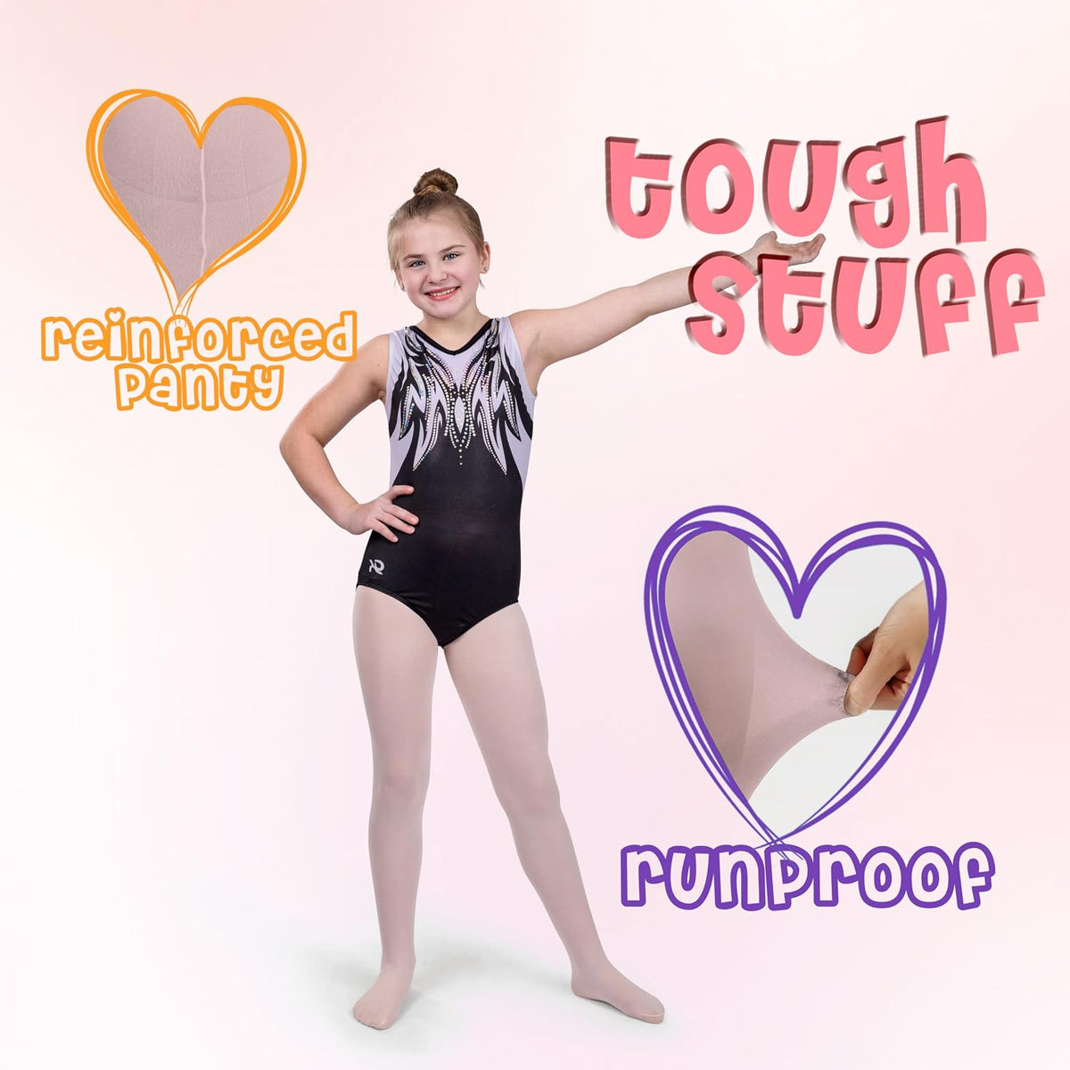 Silky Toes Girls Opaque Microfiber Tights 1-2 Pairs Black White or Colored Nylon Stockings for Kids - ballet footed tights