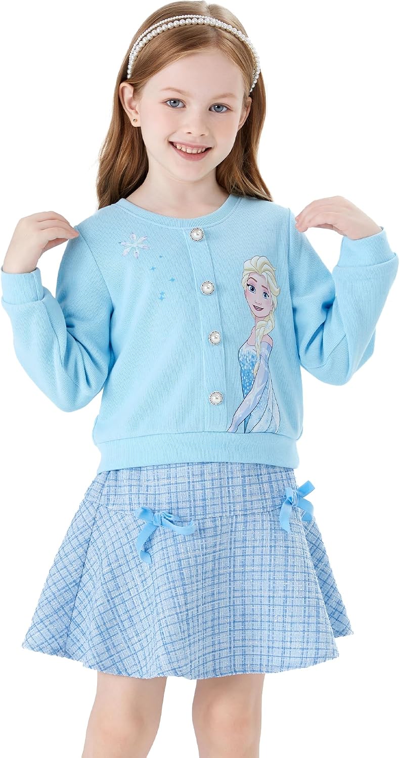 Disney Girl 2 Piece Birthday Party Outfit Knit Top & Tweed Skirt Set 2-13Y