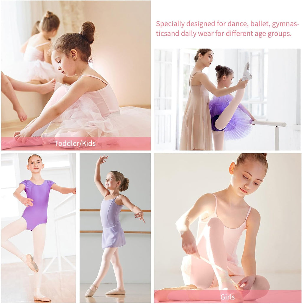 Buauty 2 Pairs Girl's Ballet Dance Tights，Convertible Transition Toddler Pantyhose Kids Soft School Footed Legging Stockings