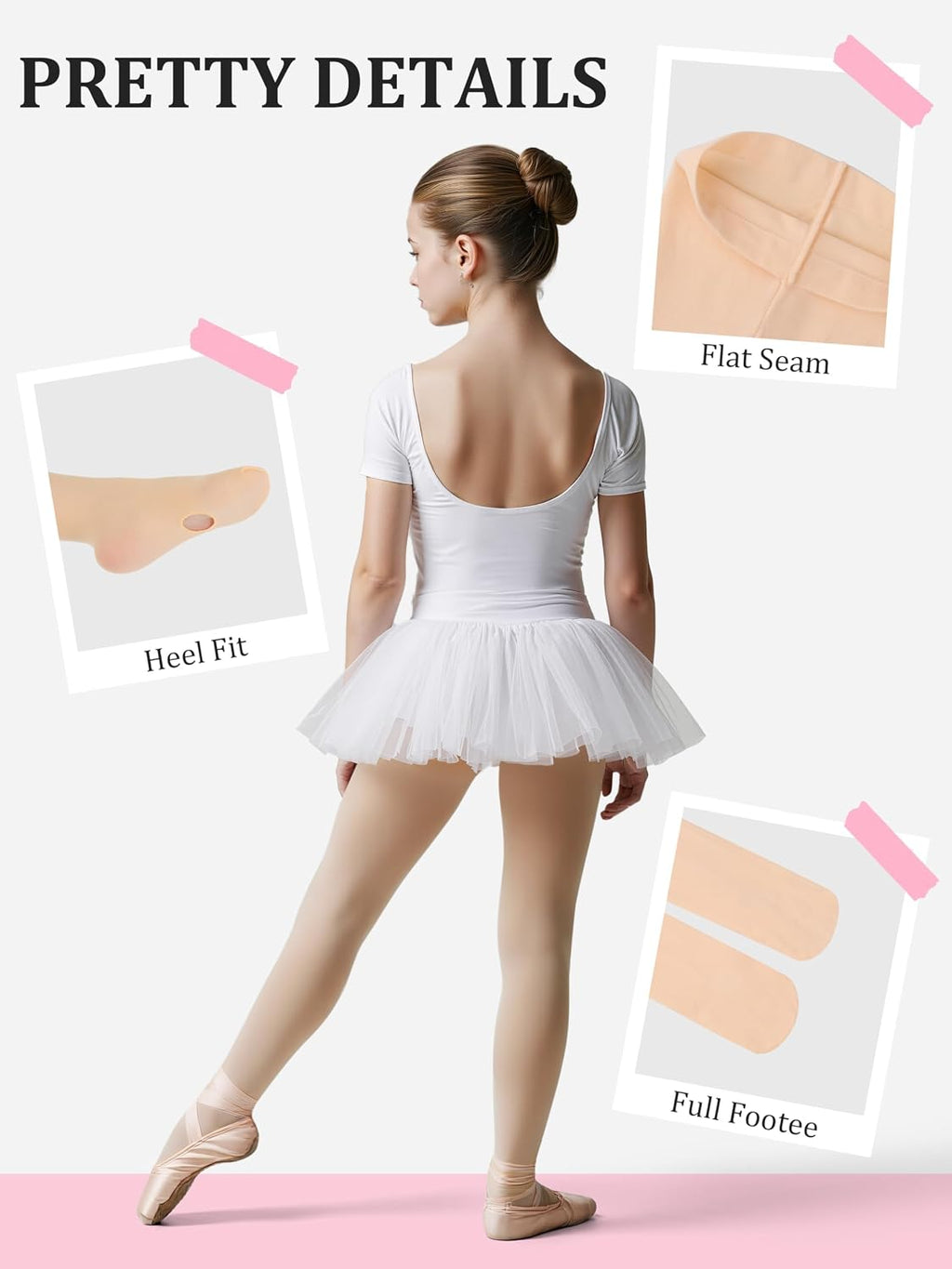 Cooraby 4 Pairs Ballet Tights for Girls Ultra Soft Dance Tights Toddler Dance Stockings for Ballet