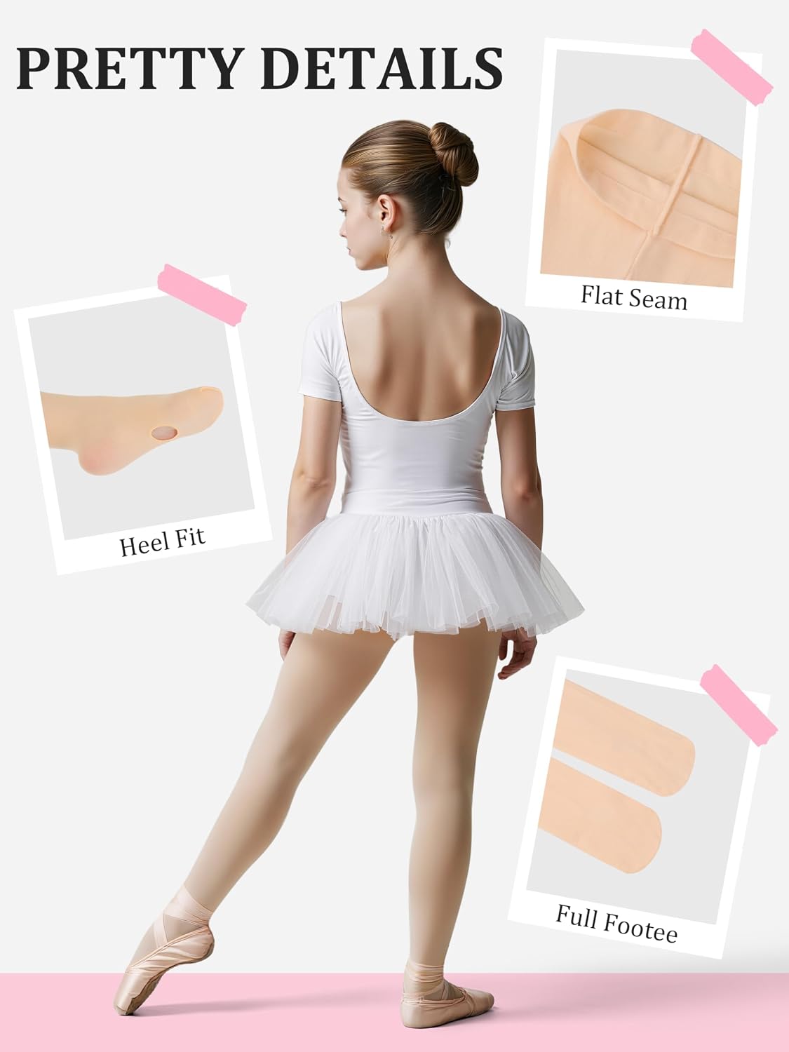 Cooraby 4 Pairs Ballet Tights for Girls Ultra Soft Dance Tights Toddler Dance Stockings for Ballet