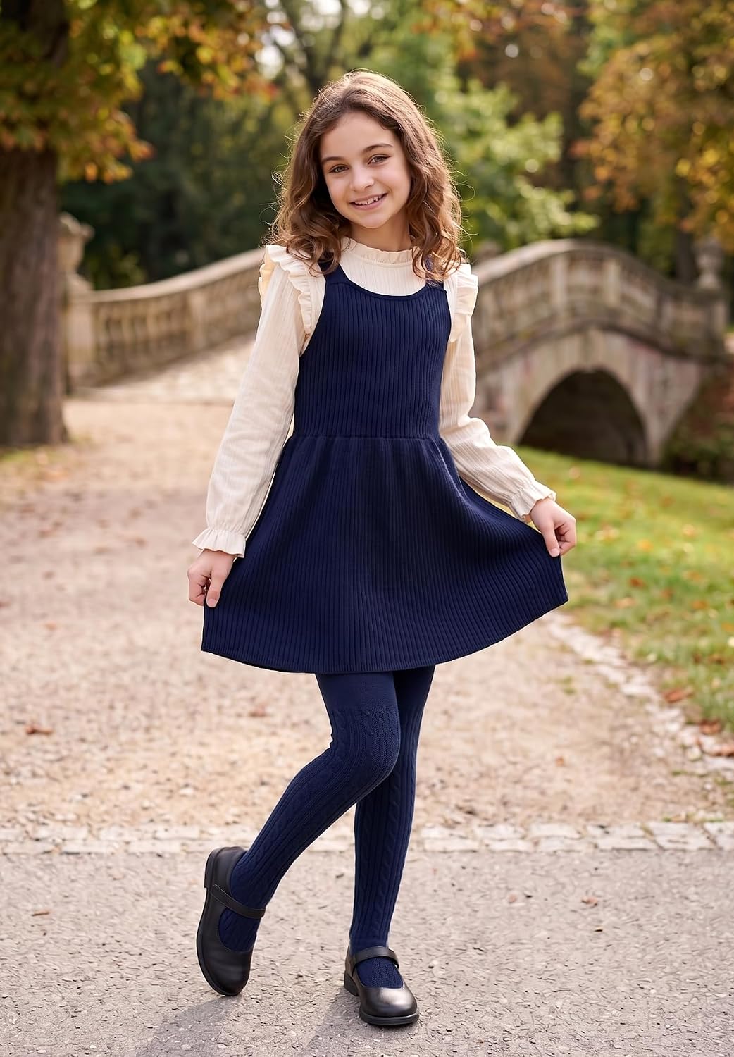 Zando Girls Cable Knit Tights 4-12 Years Kids Cotton Warm Stocking Leggings