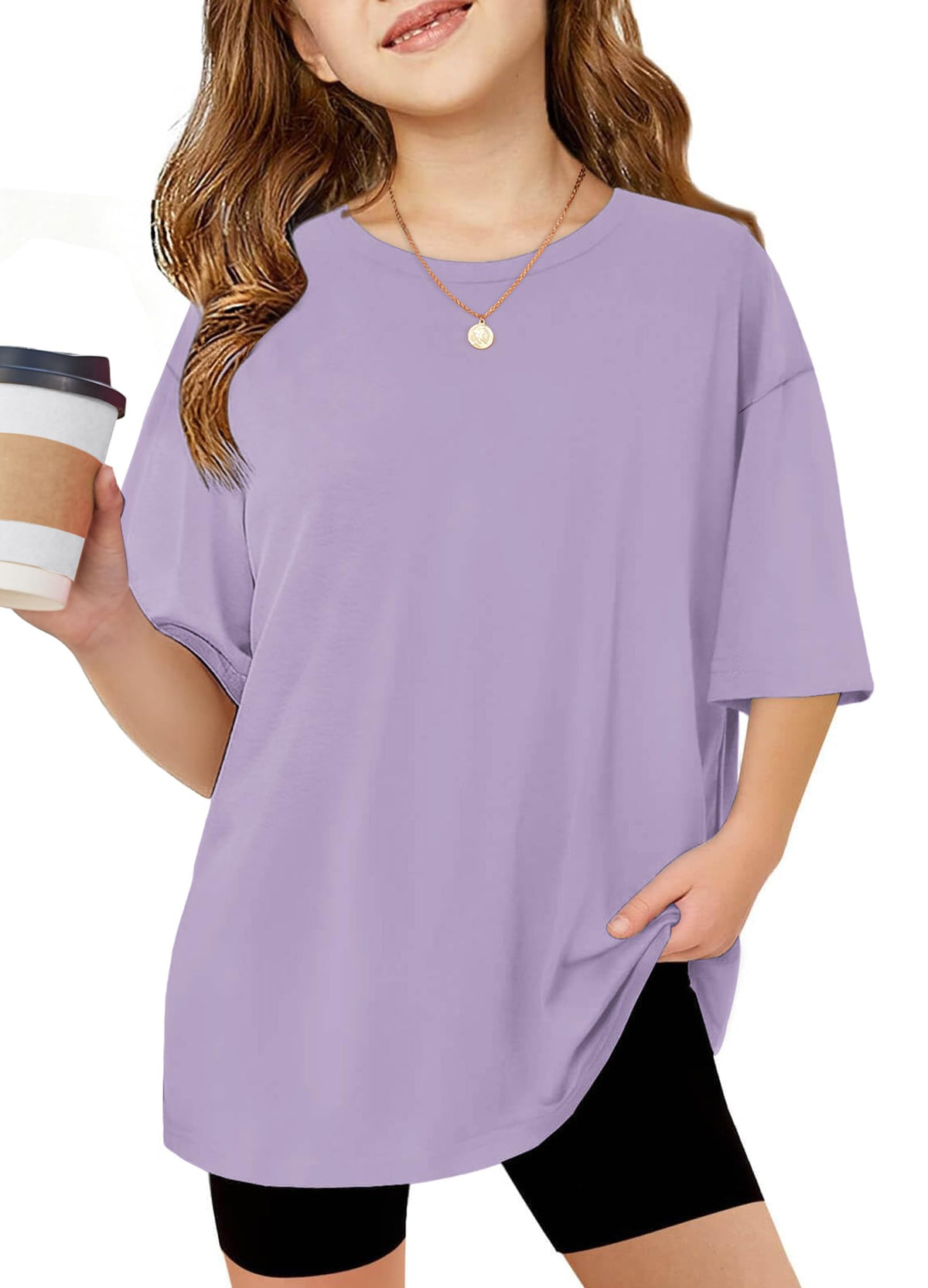 Arshiner Girls T Shirts Oversized Kids Summer Tops Casual Soft Basic Tees
