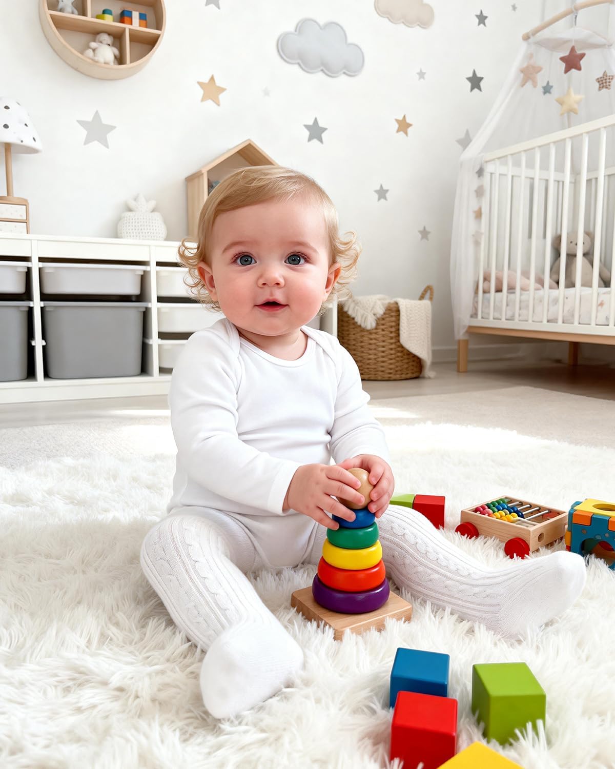 Century Star Baby Girls Cotton Cable Knit Tights for 0-4 Years Toddler