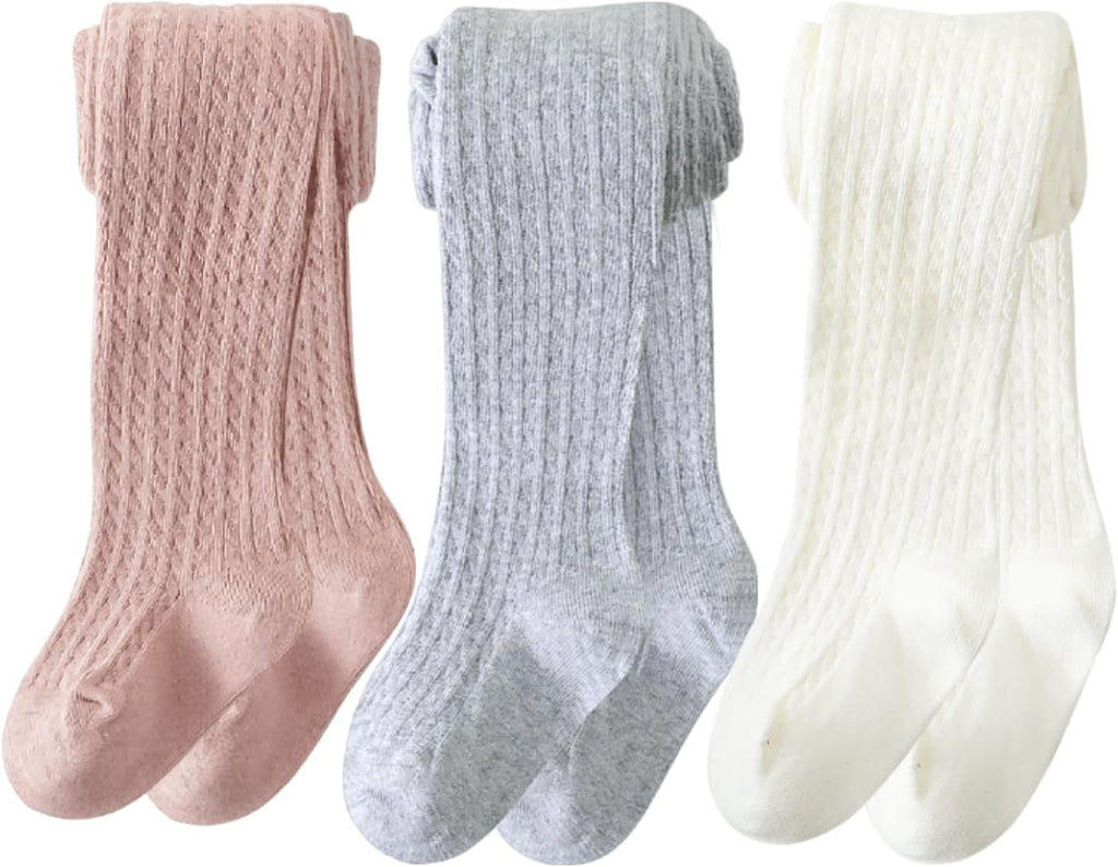 Girls Ribbed & Cable Knit Tights Cotton Seamless Dress School Leggings