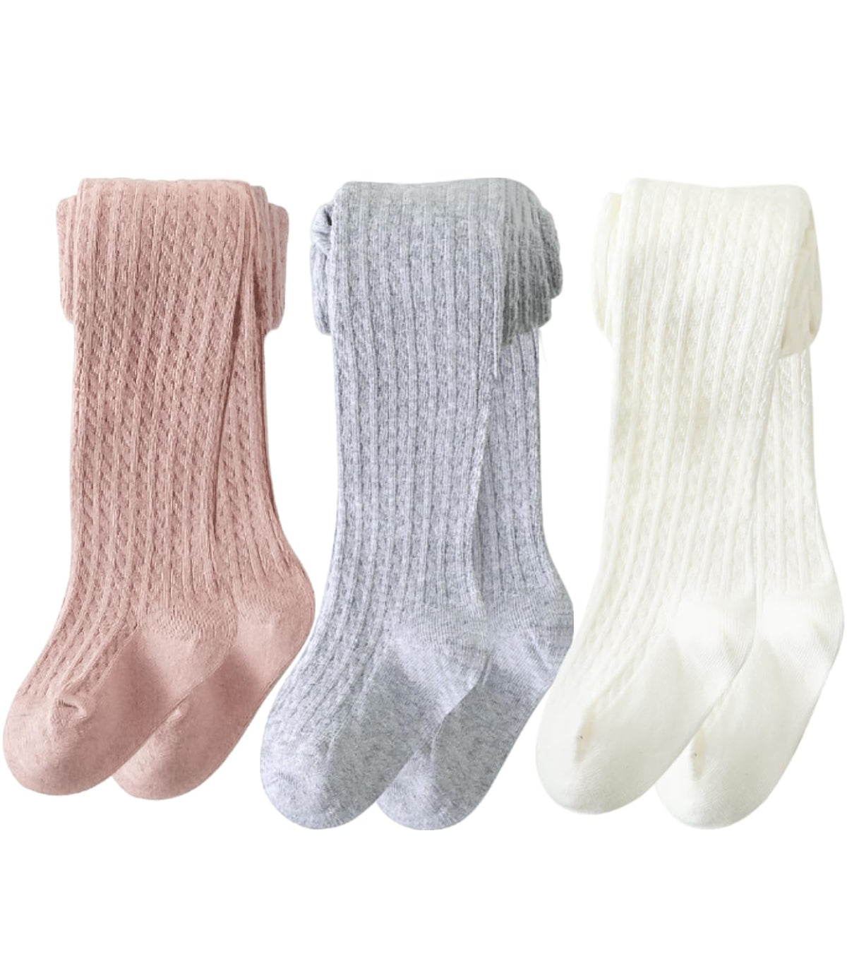 Girls Ribbed & Cable Knit Tights Cotton Seamless Dress School Leggings