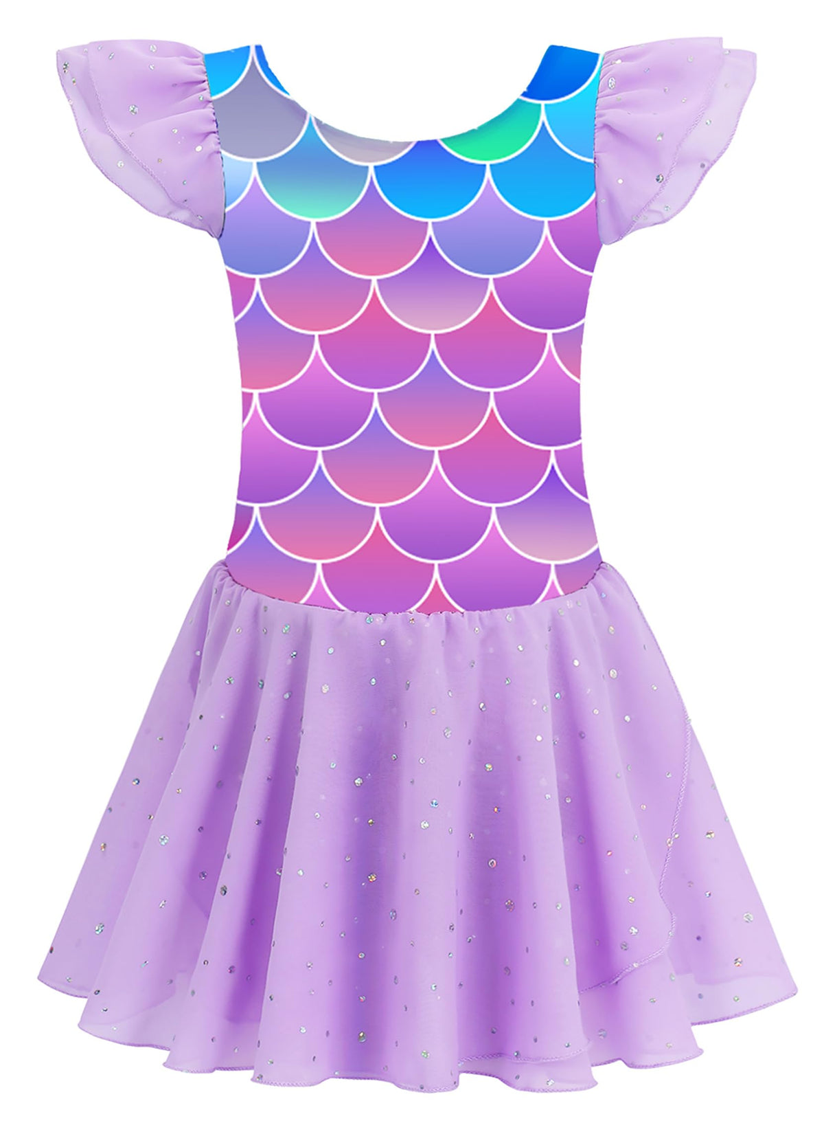 MdnMd Ballet Leotards for Girls Toddler Dance Ballet Leotard with Skirt Ballerina Dresses Tutu Outfits Flutter Sleeve