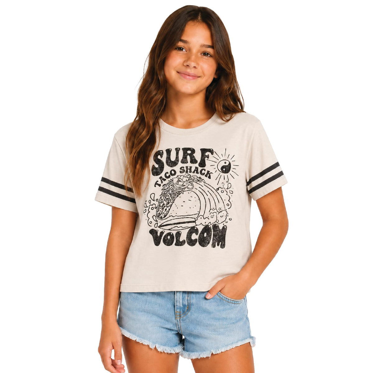 Volcom Girls Crewneck Graphic Tee, Short Sleeve Casual Top