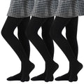 MANZI 3 Pairs Girls Opaque Footed Tights 80D Microfiber School Dress Tights for Kids