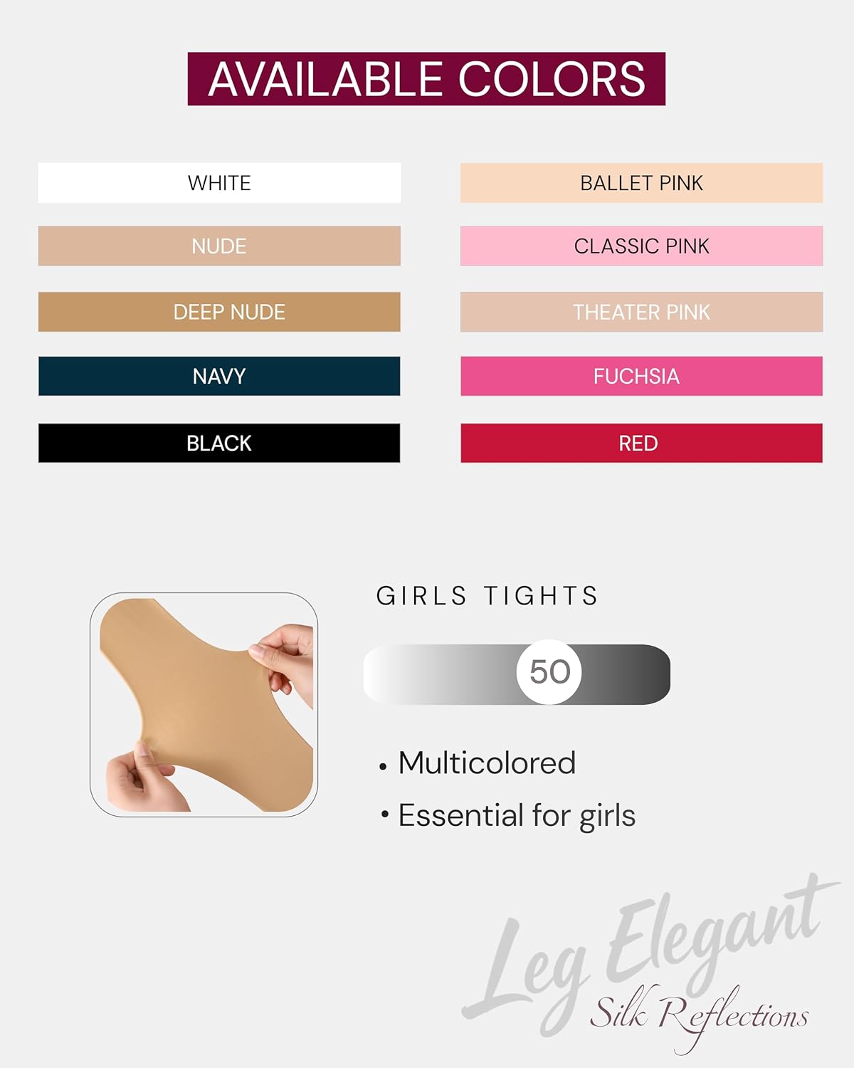 leg elegant Ballet Footed Dance Tights for Toddler and Kids Girls 50D