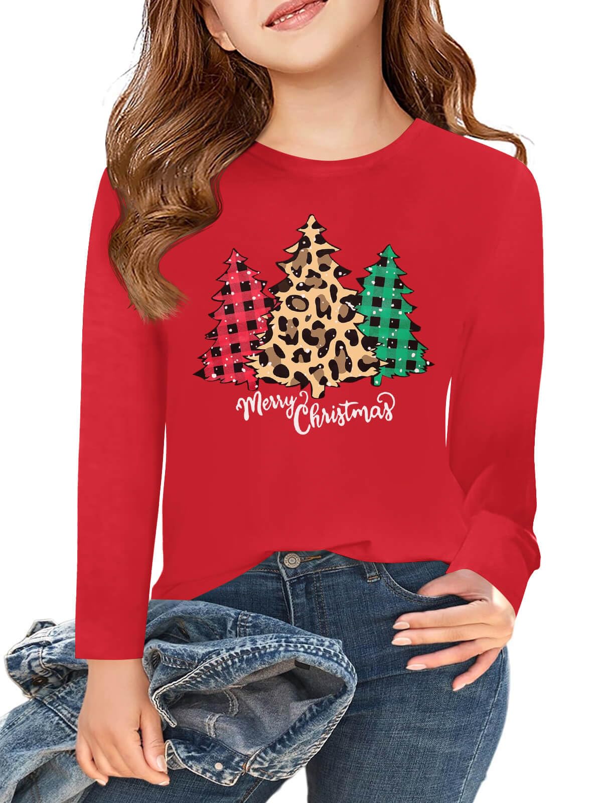 Haloumoning Girls Long Sleeve T Shirts Kids Fall Tops 5-14 Years