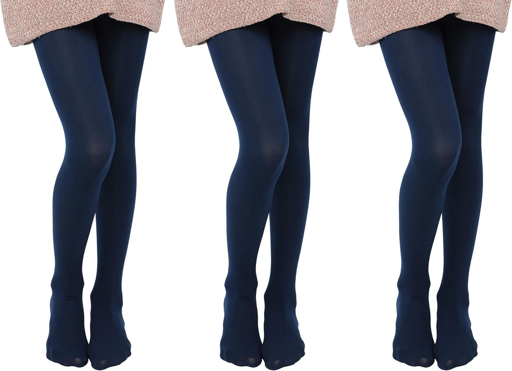 EVERSWE 3 Pairs Pack Girls Microfiber Tights Multiple Colors
