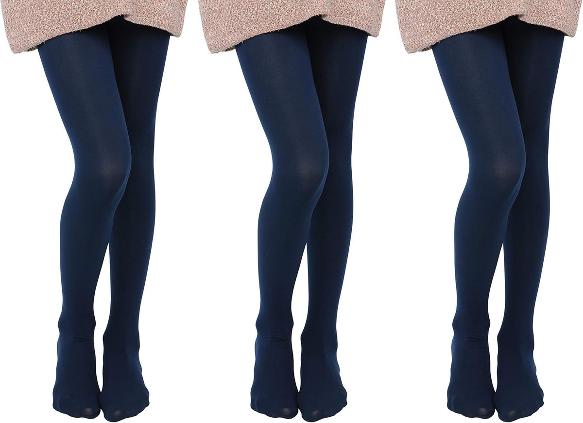 EVERSWE 3 Pairs Pack Girls Microfiber Tights Multiple Colors