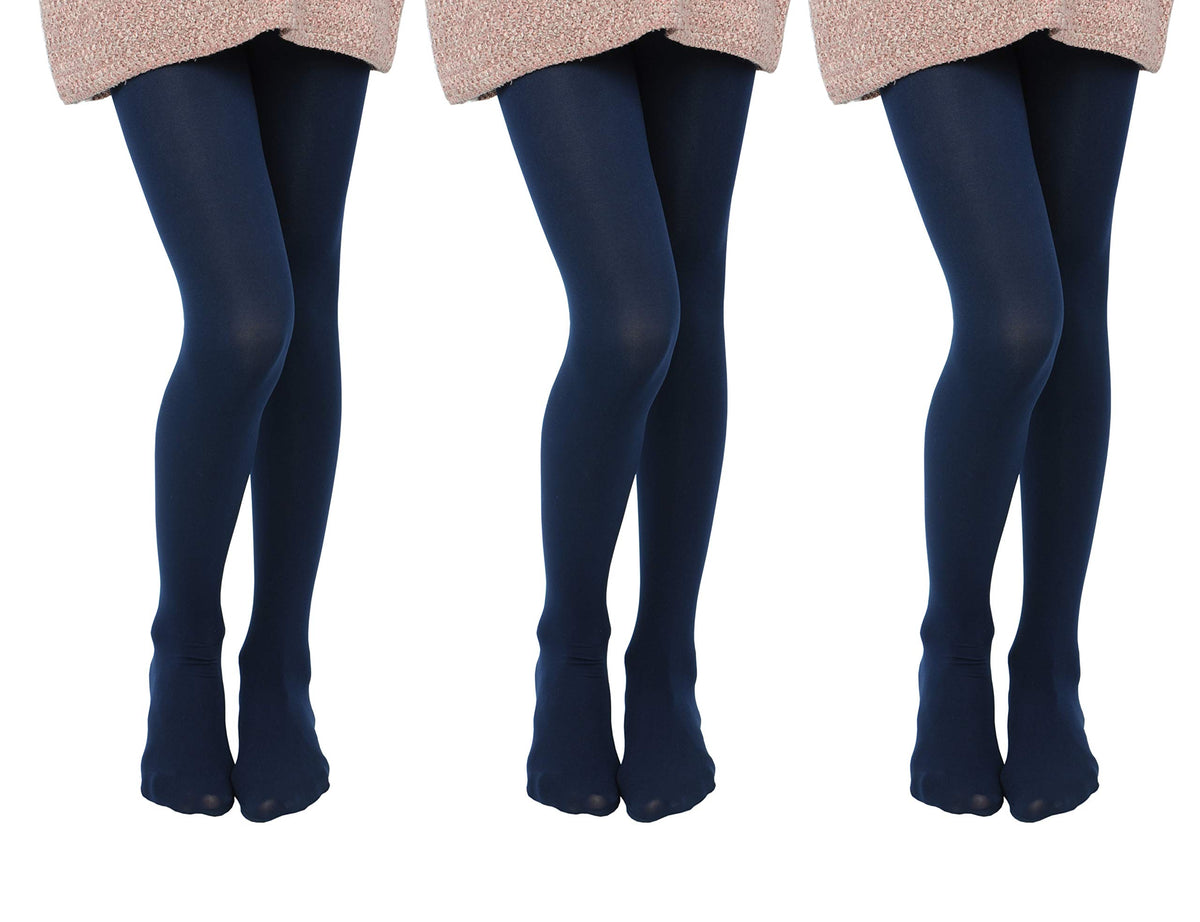 EVERSWE 3 Pairs Pack Girls Microfiber Tights Multiple Colors