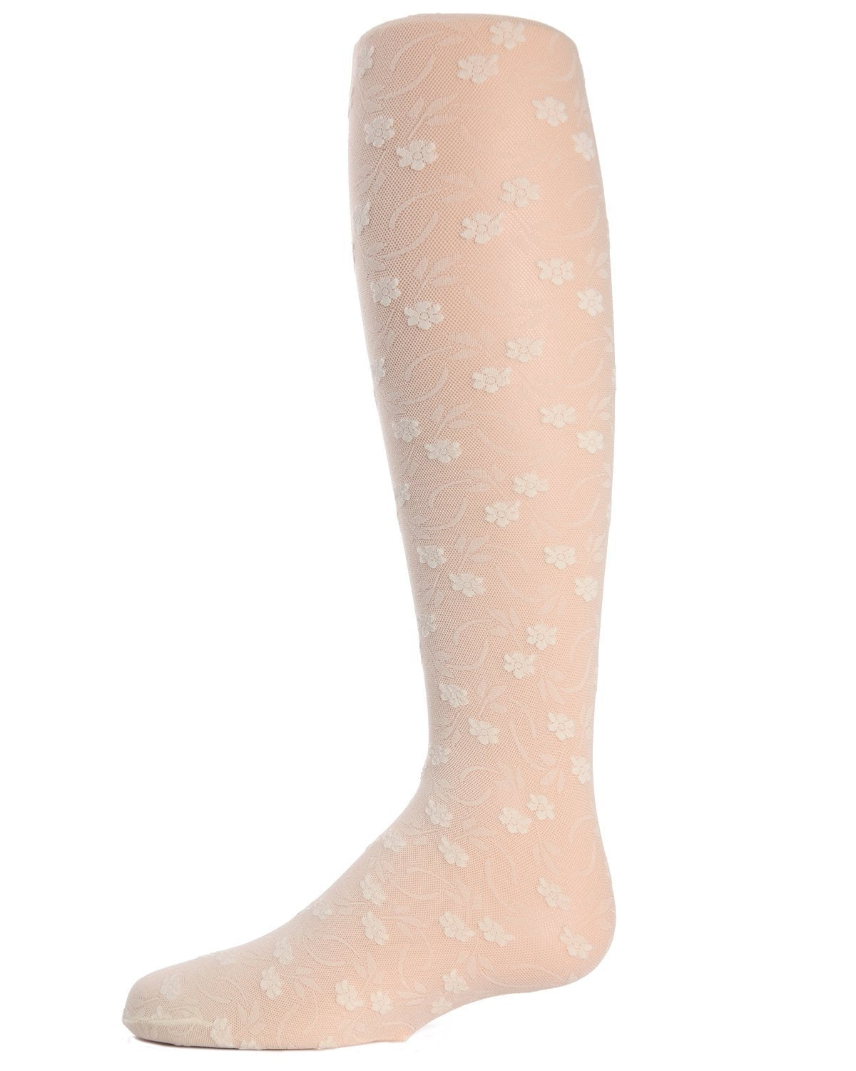 MeMoi Sweet Blossoms Sheer Tights for Girls, Ultra Soft and Lightweight Floral Lace Girls Tights - Sizes 2-14