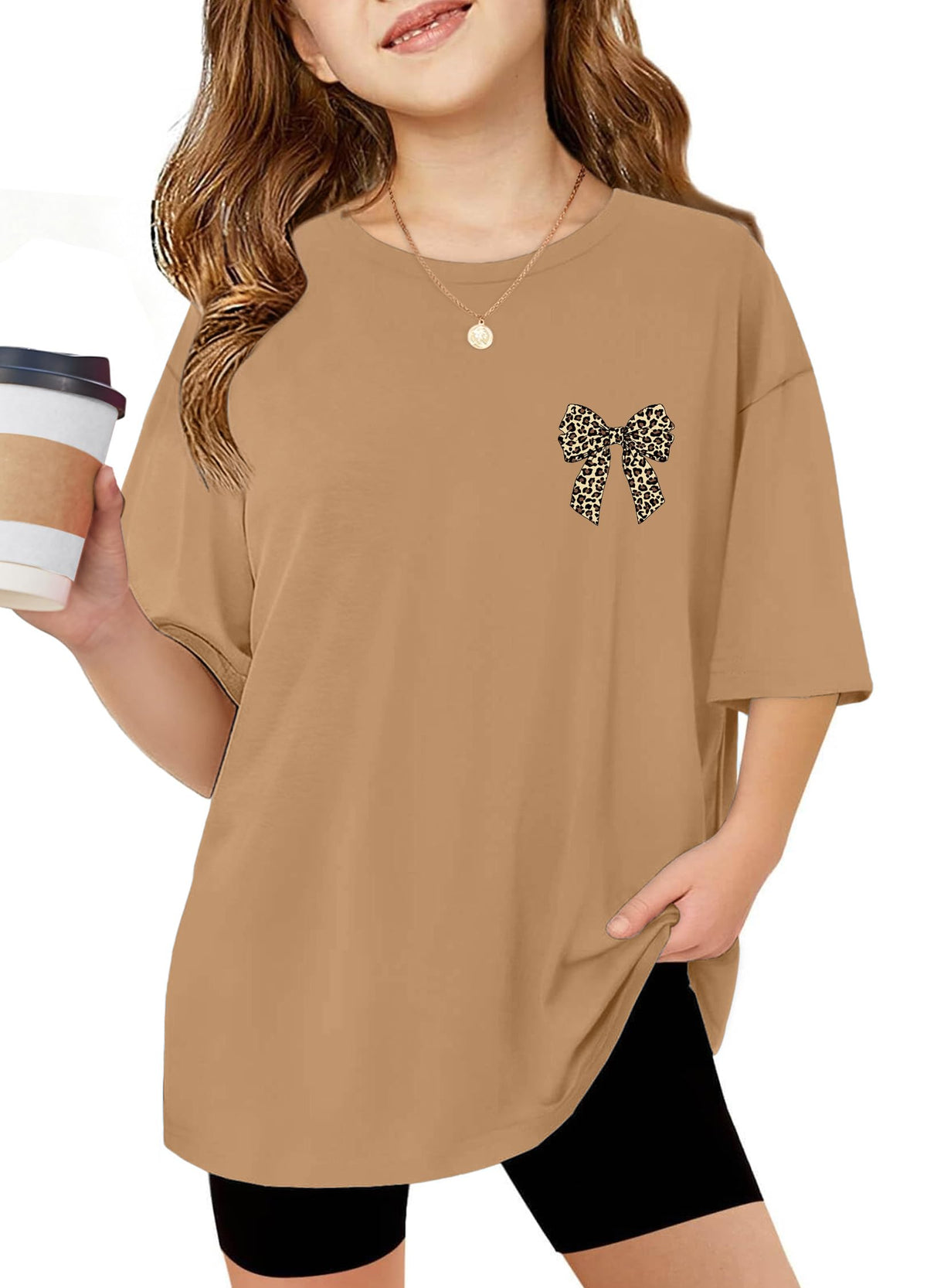 Arshiner Girls T Shirts Oversized Kids Summer Tops Casual Soft Basic Tees