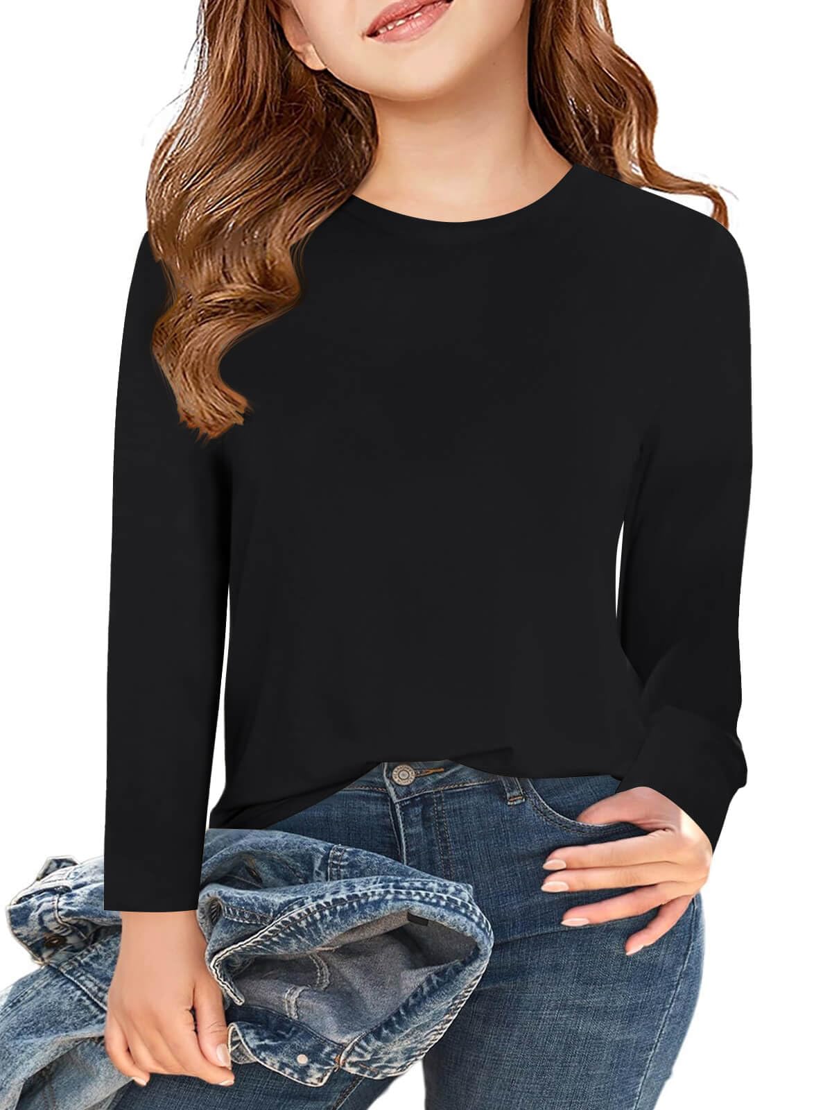 Haloumoning Girls Long Sleeve T Shirts Kids Fall Tops 5-14 Years