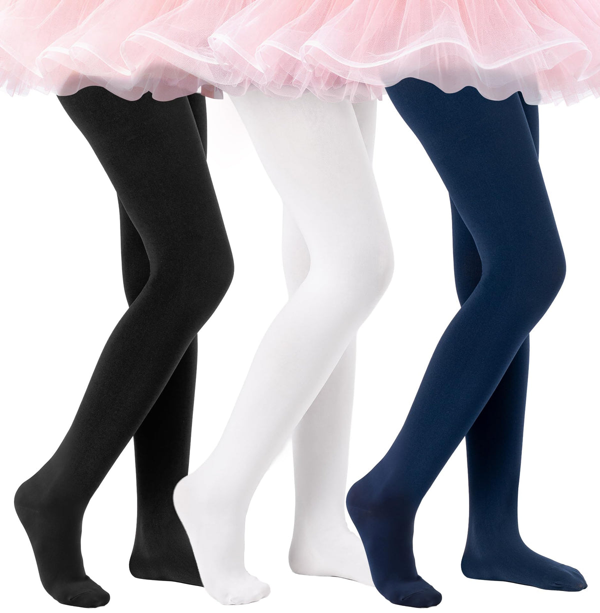 HONGTEYA 3 Pairs Girls Tights 90D Toddler Ballet Dance Leggings Stockings