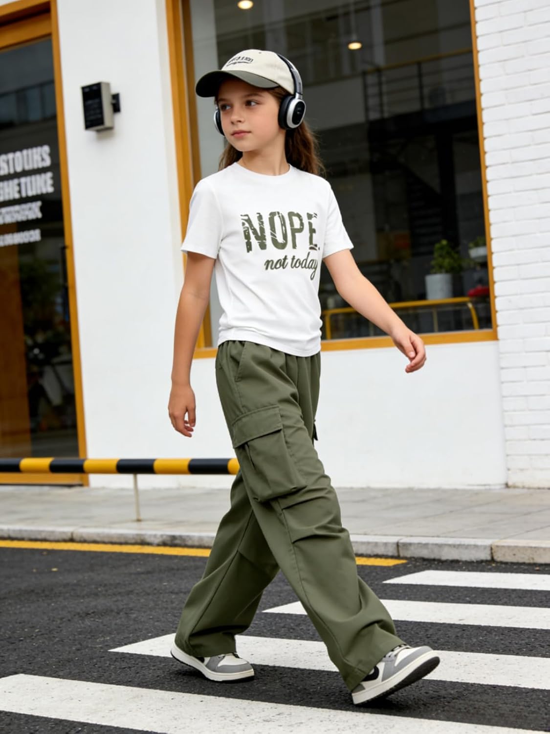 Girls Clothes Little Girl Outfits Letter Print Short Sleeve Tops & Cargo Pants 2PCS Girls Clothing 7-16 Years