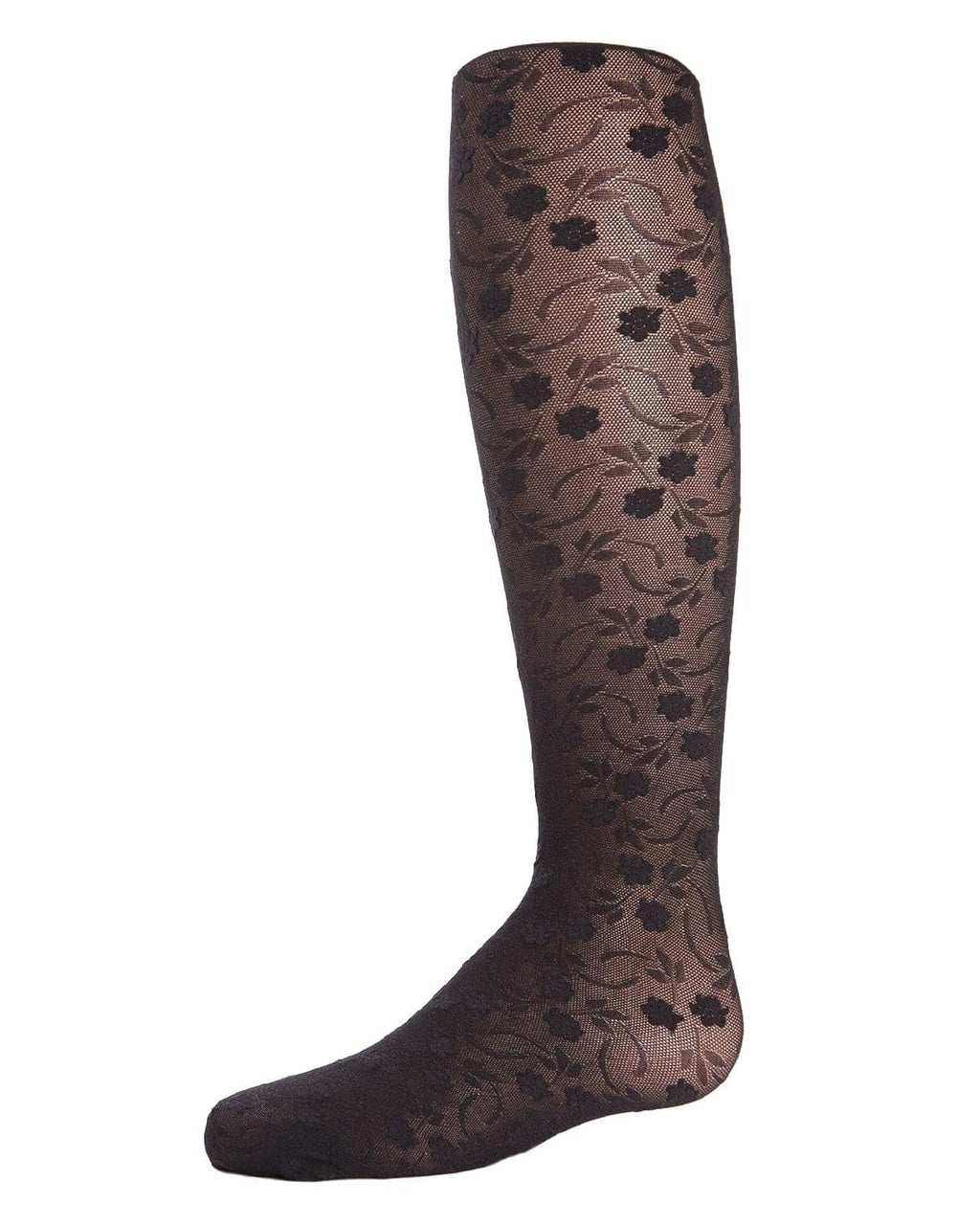 MeMoi Sweet Blossoms Sheer Tights for Girls, Ultra Soft and Lightweight Floral Lace Girls Tights - Sizes 2-14