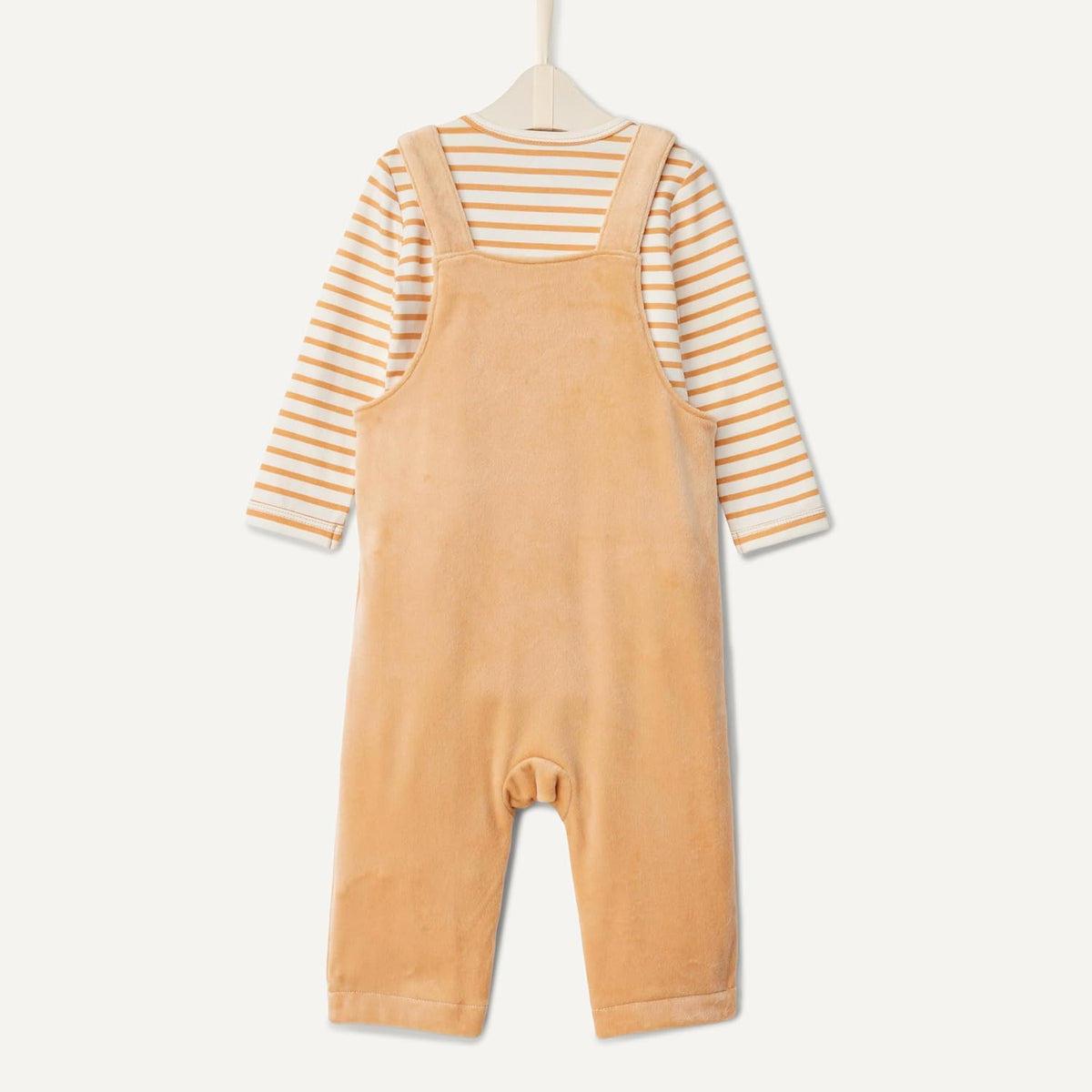 Amazon Essentials x Sofia Grainge Unisex Babies' Velour Overall and Long Sleeve Bodysuit Set, Pack of 2
