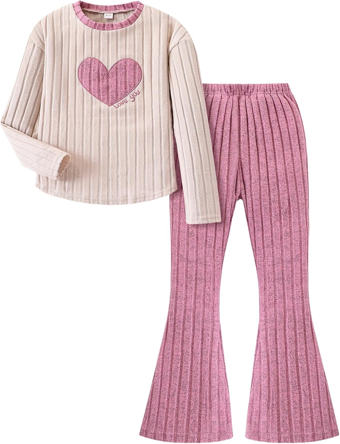 Tween Girls Clothes Ribbed Knit Color Block Long Sleeve Shirt and Flare Pants Fall Outfits Size 6-12