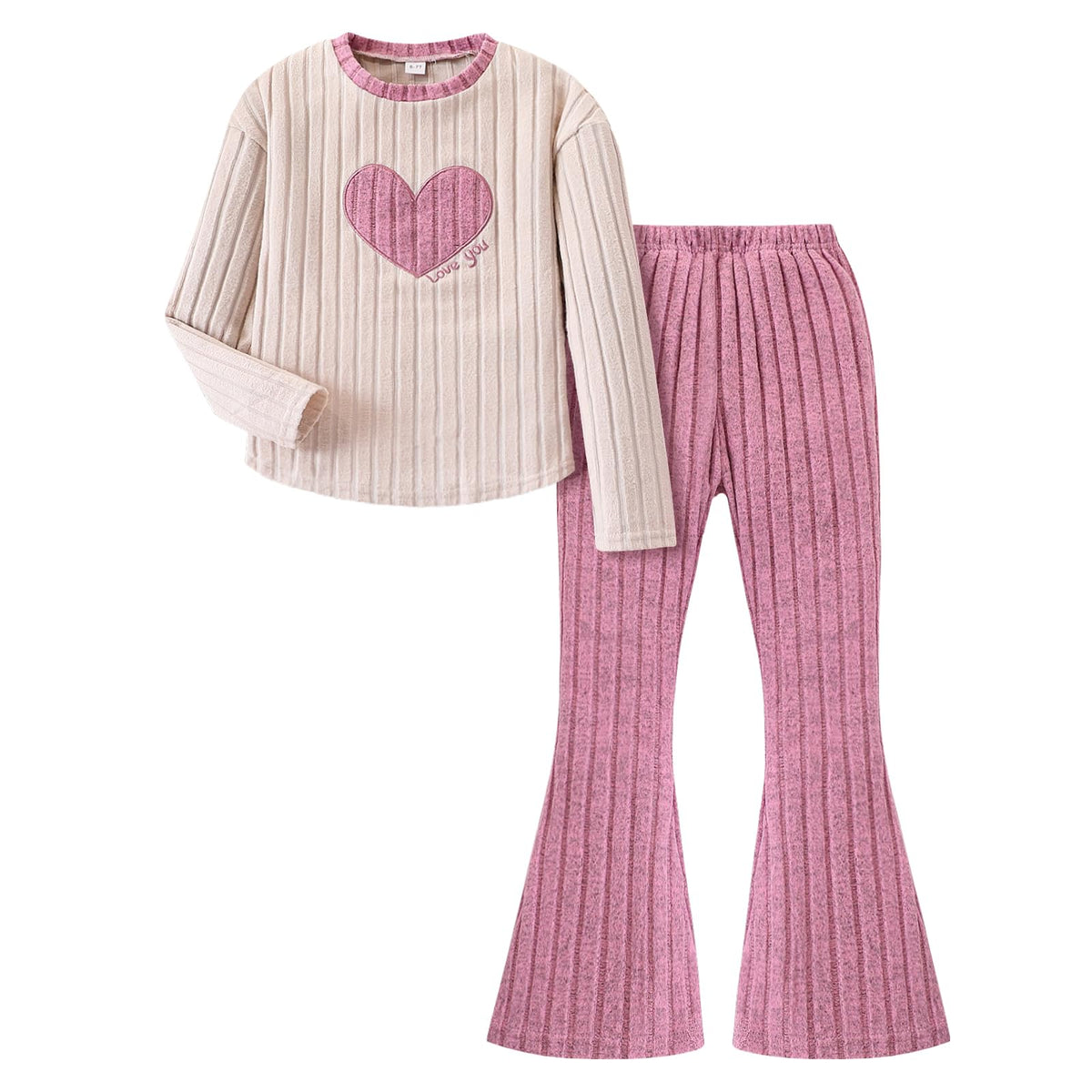 Tween Girls Clothes Ribbed Knit Color Block Long Sleeve Shirt and Flare Pants Fall Outfits Size 6-12