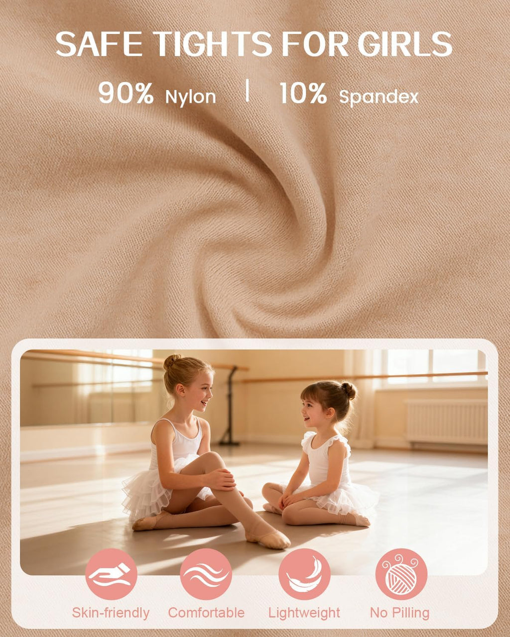 Century Star 2 Pack Girls Ballet Tights Footed for Toddler Kids Dance