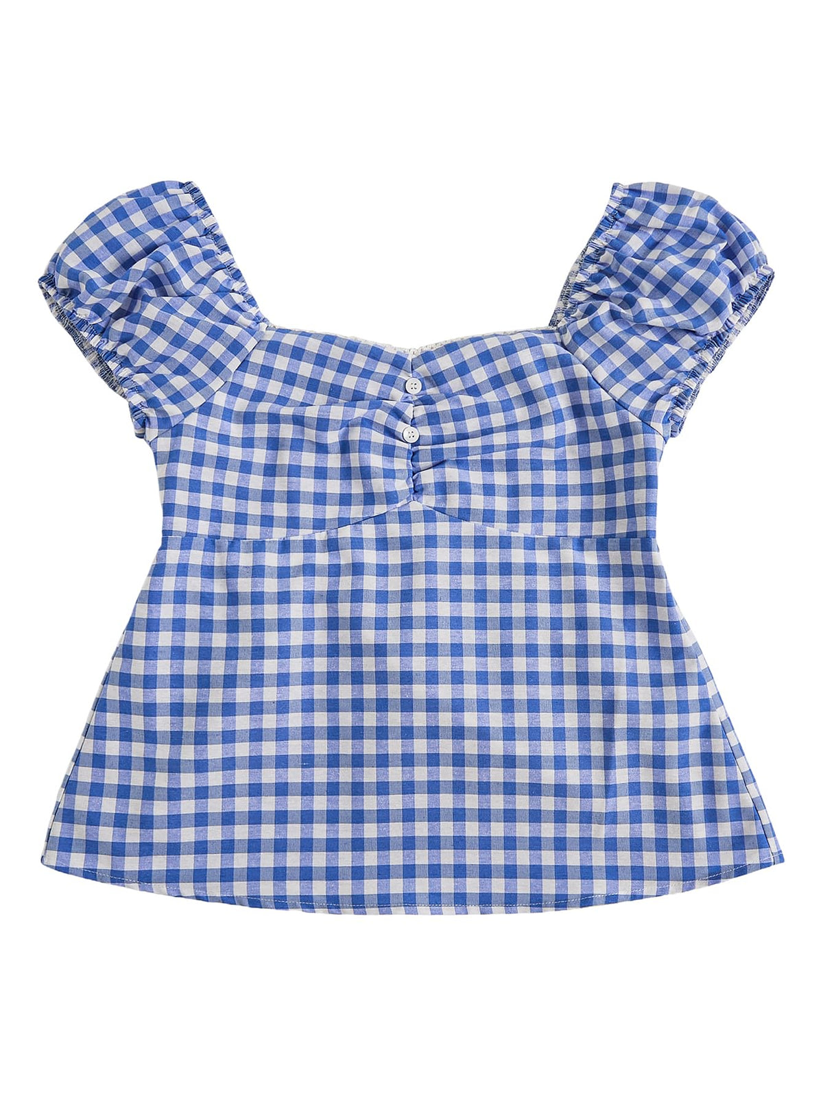 SOLY HUX Girl's Cute Gingham Tops Short Sleeve Blouse