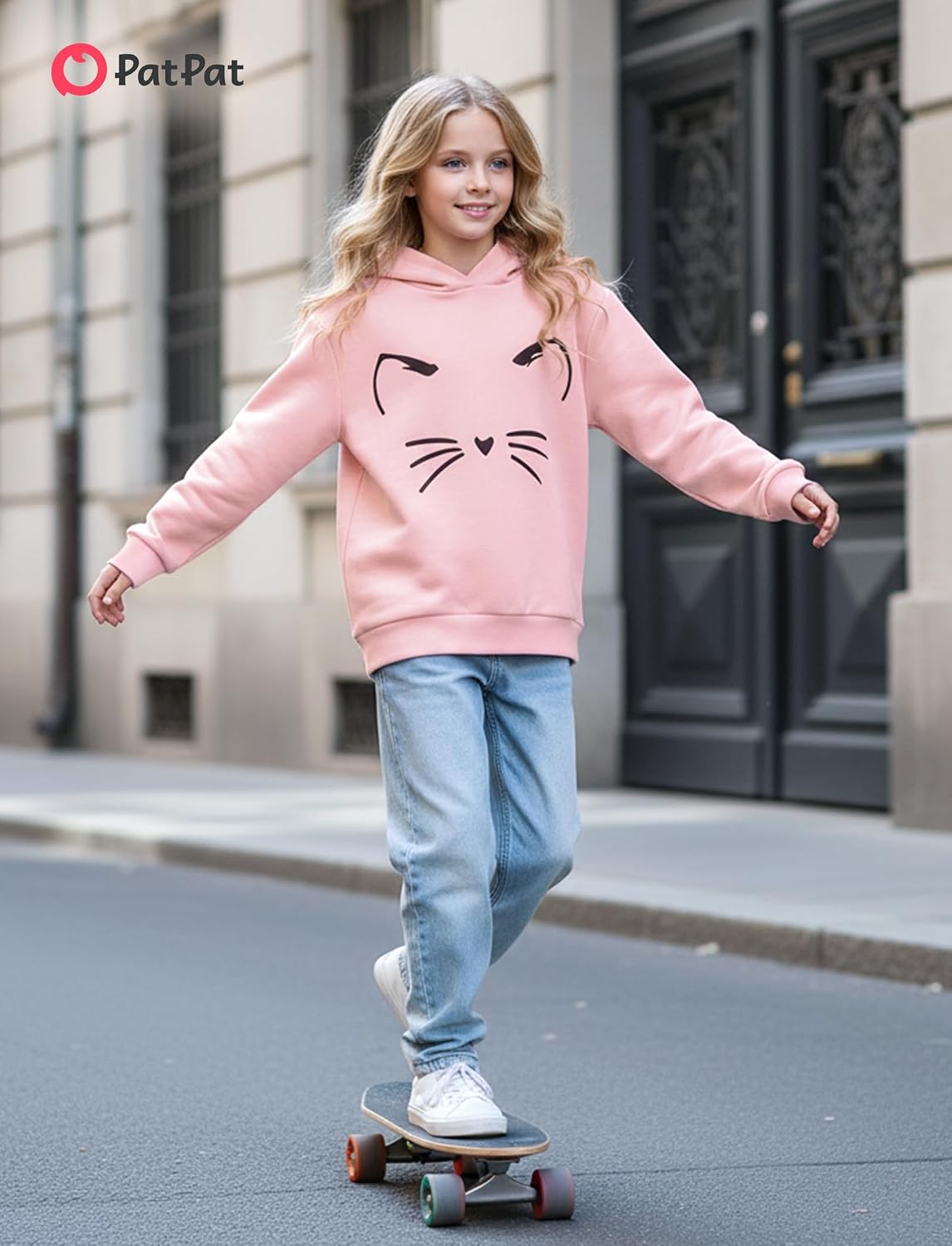 PATPAT Girls Graphic Hoodies Cute Print Pullover Hooded Sweatshirt 4-14Y