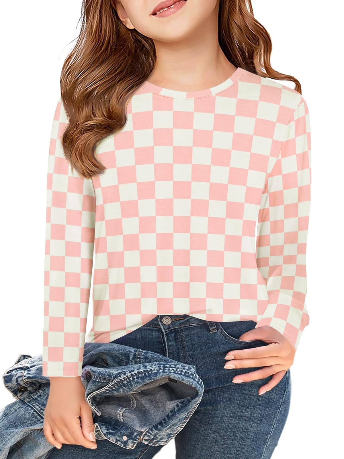 Haloumoning Girls Long Sleeve T Shirts Kids Fall Tops 5-14 Years