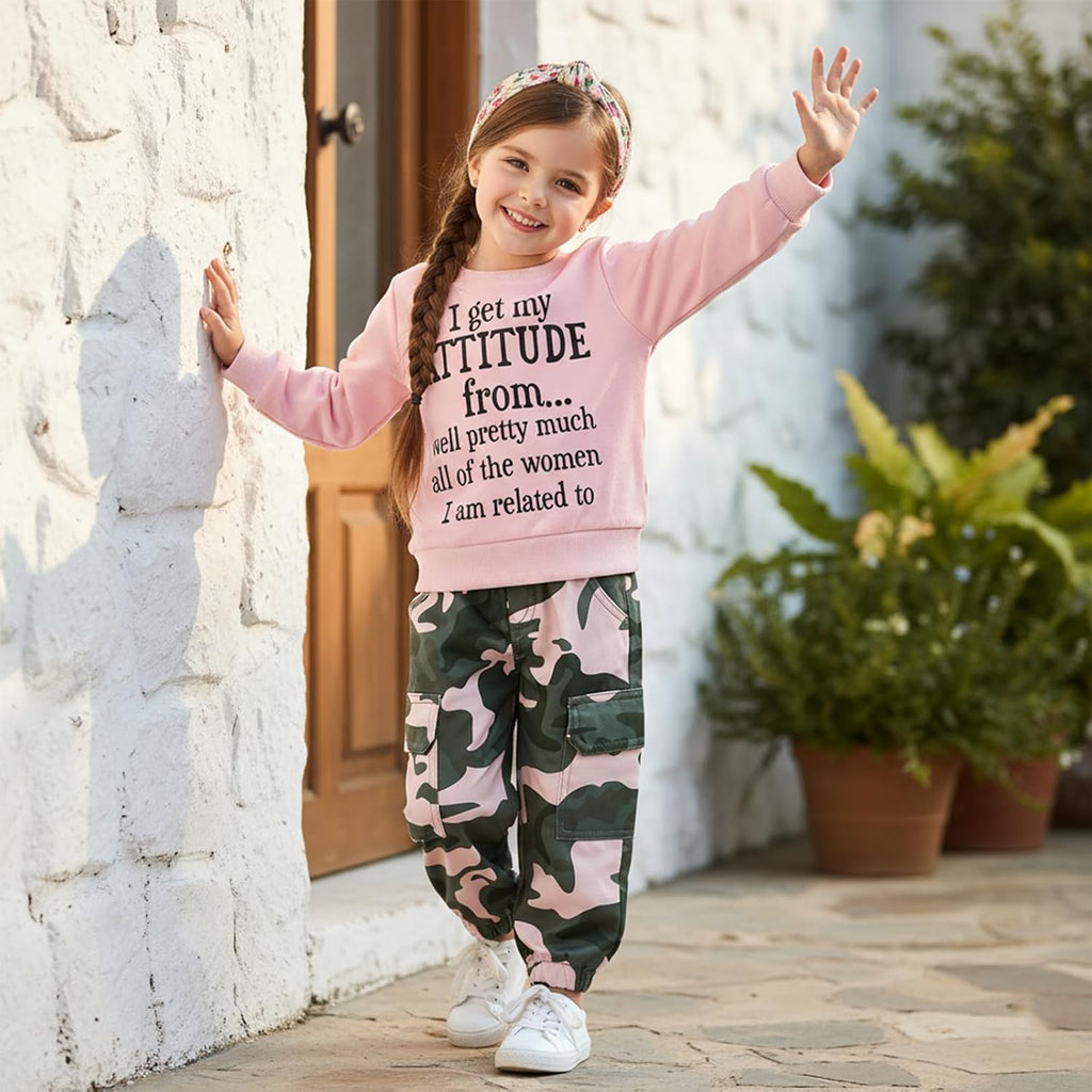 Toddler Girls Clothes 1T 2T 3T 4T 5T Fall Outfits Sweatshirt Camo Pants Set