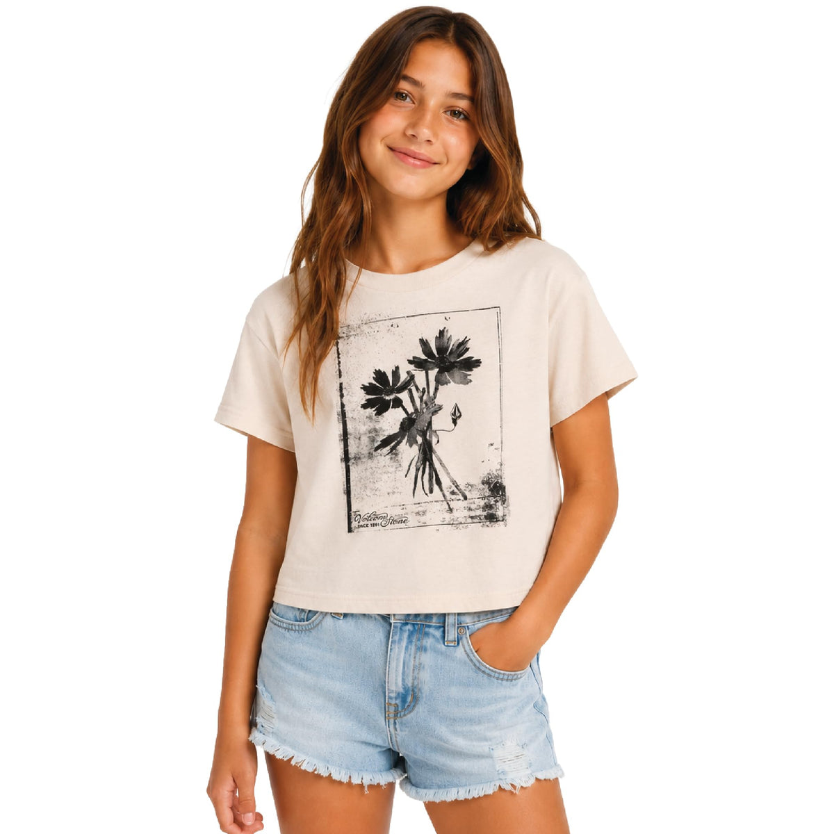Volcom Girls Crewneck Graphic Tee, Short Sleeve Casual Top