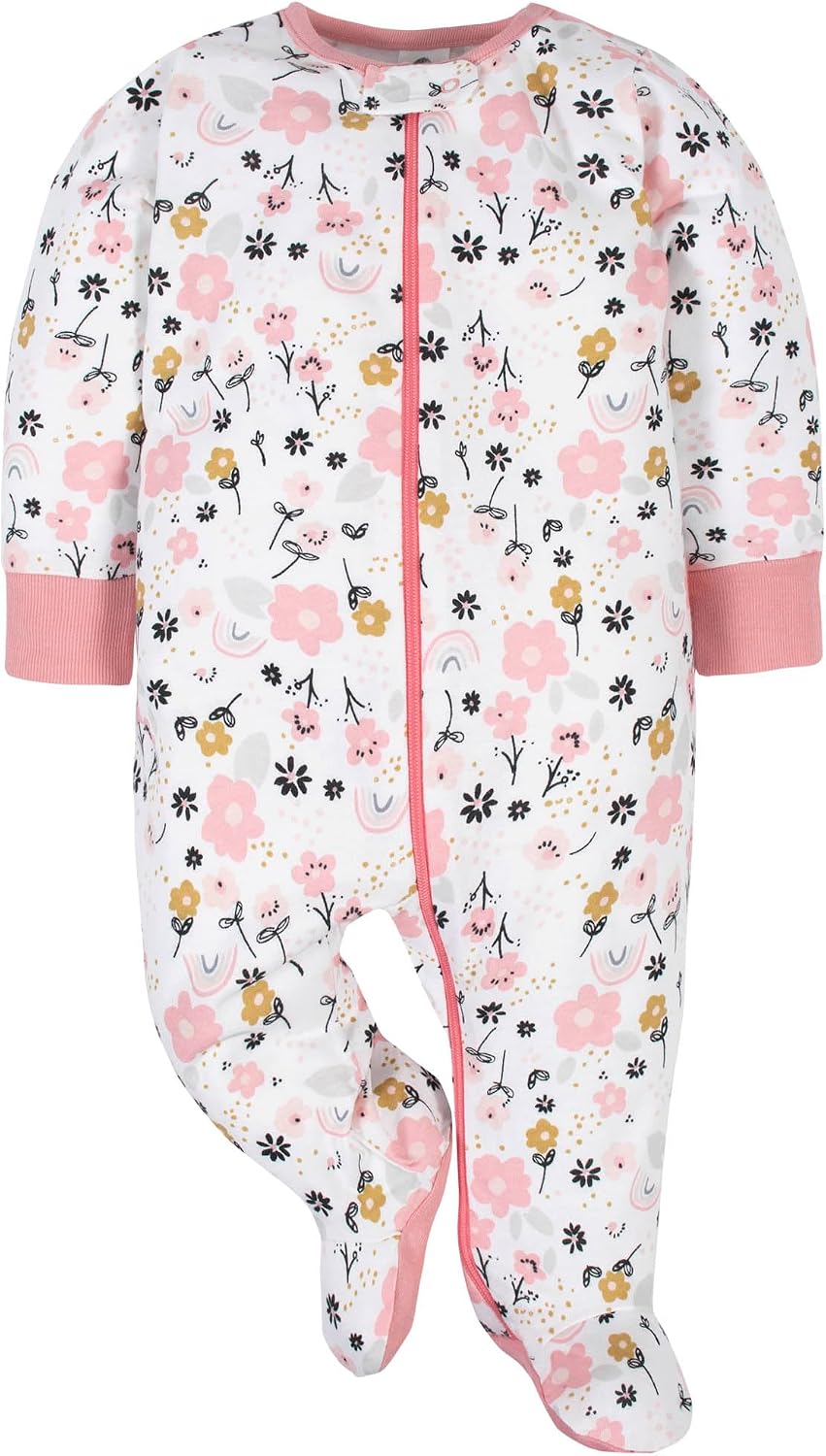 Gerber Baby Girls 4-Pack Sleep 'N Play Footie