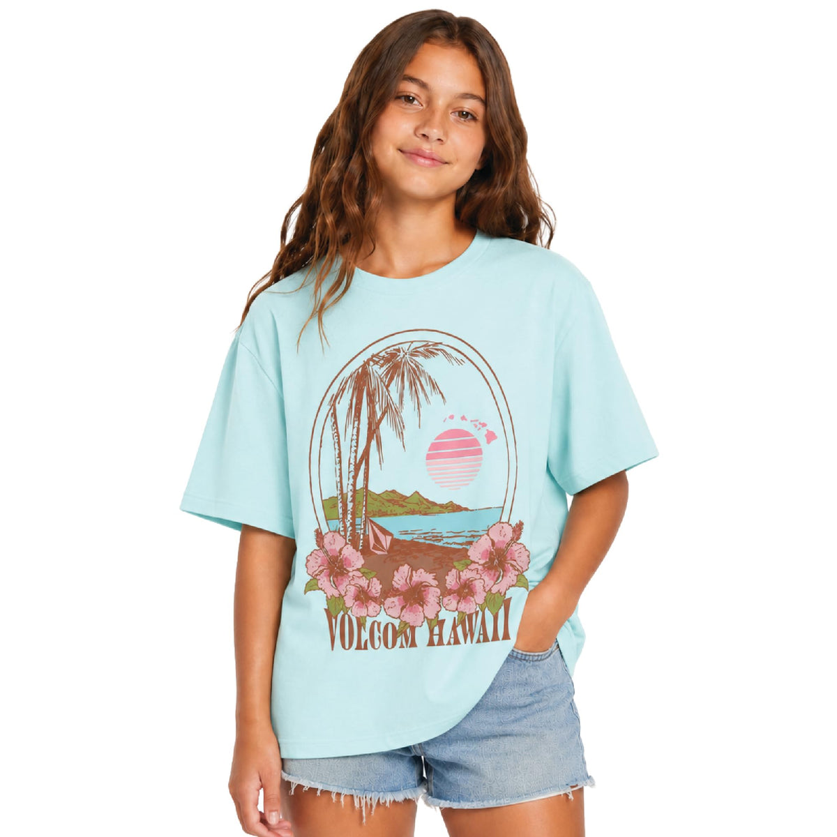 Volcom Girls Crewneck Graphic Tee, Short Sleeve Casual Top