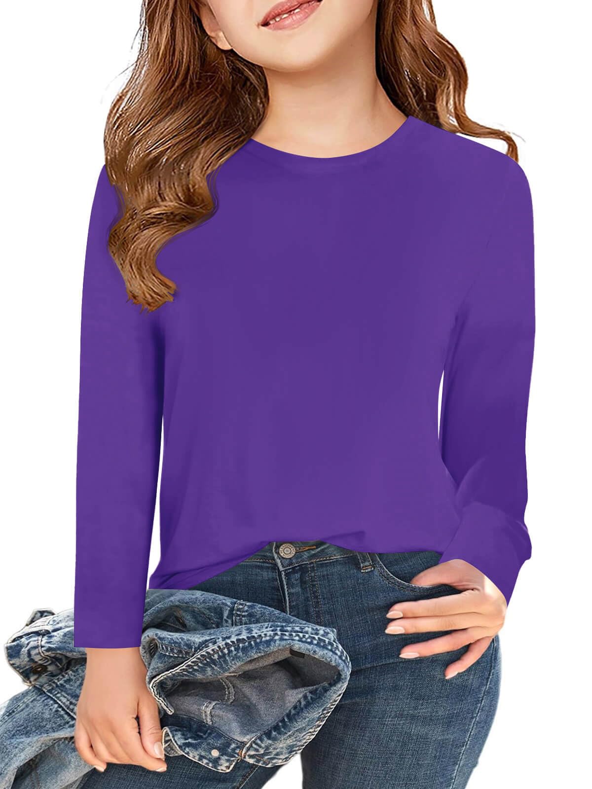 Haloumoning Girls Long Sleeve T Shirts Kids Fall Tops 5-14 Years