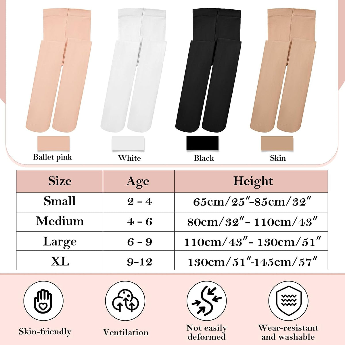 Janmercy 8 Pair Girls Ballet Tights Convertible Leggings