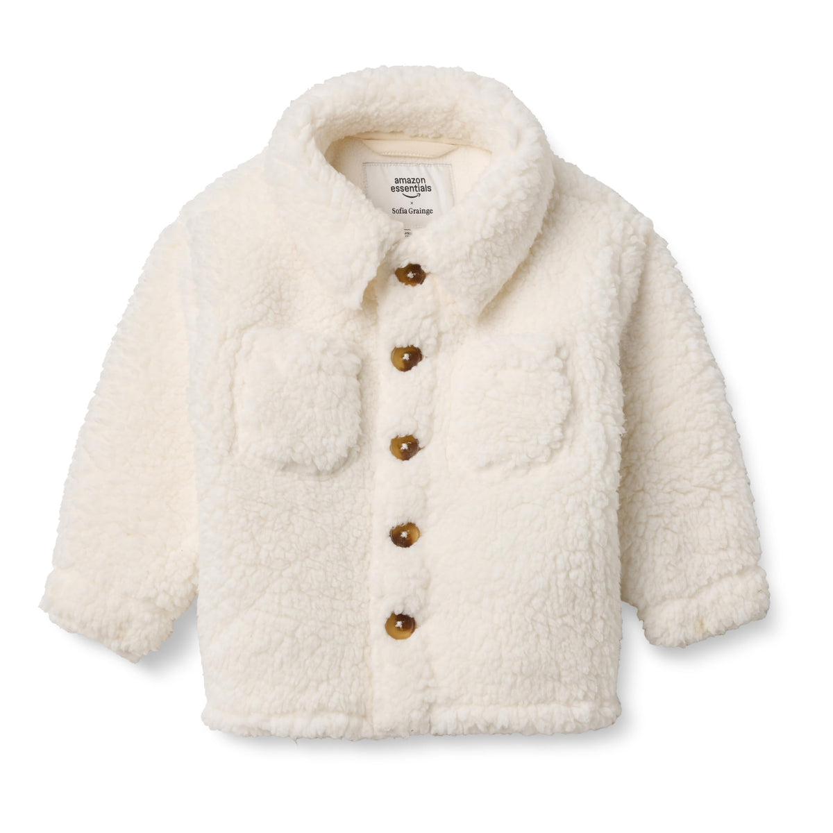 Amazon Essentials x Sofia Grainge Unisex Babies' Sherpa Overshirt Bottonfront Jacket