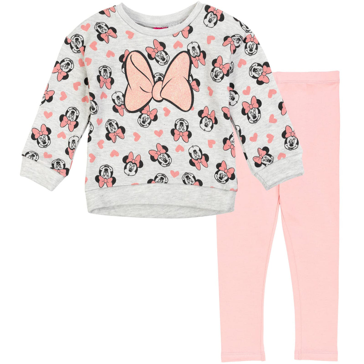 Disney Minnie Mouse Fleece Sweatshirt and Leggings Outfit Set Infant to Big Kid Sizes (12 Months - 14-16)