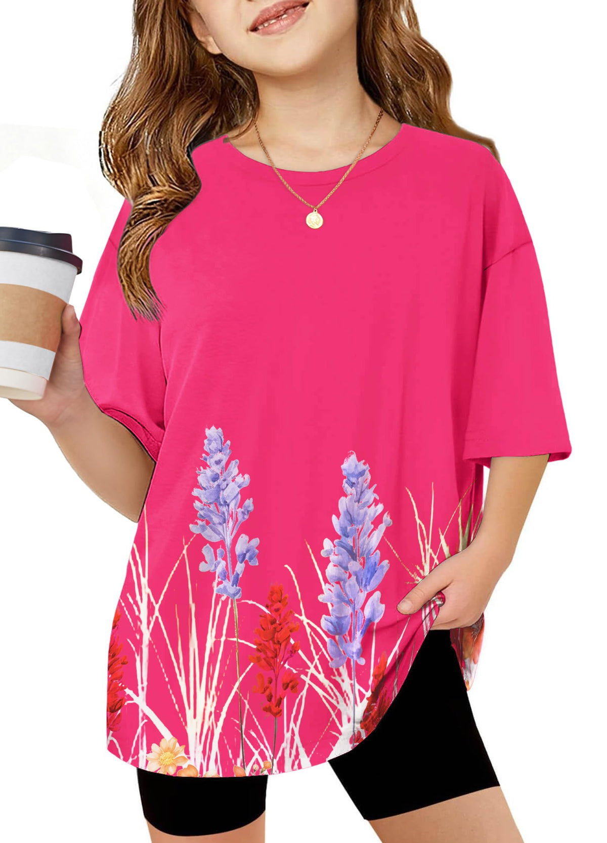 Arshiner Girls T Shirts Oversized Kids Summer Tops Casual Soft Basic Tees
