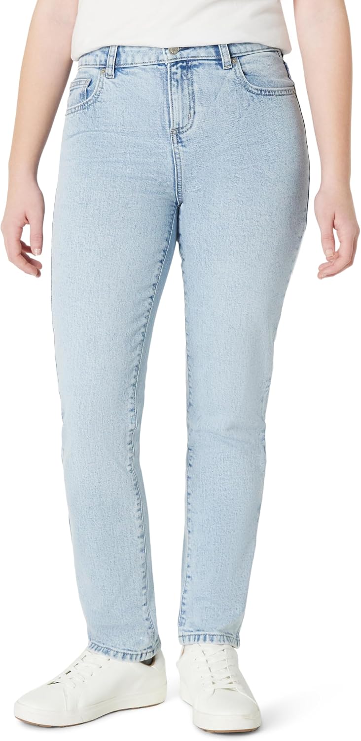 Amazon Essentials Girls' Medium Stretch Mid-Rise Straight-Fit Jean