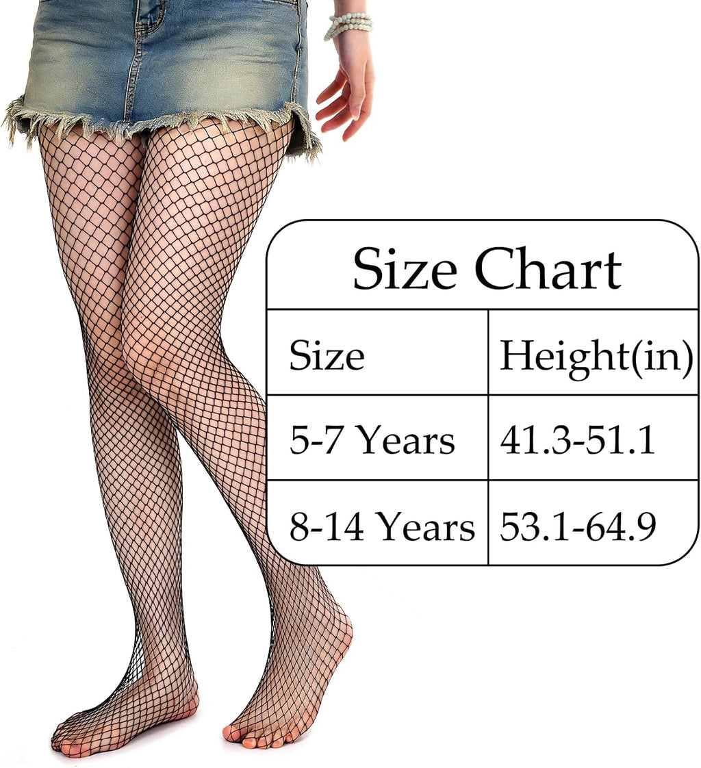 Pistha Girls Fishnet Stockings Kids High Waist Mesh Tights