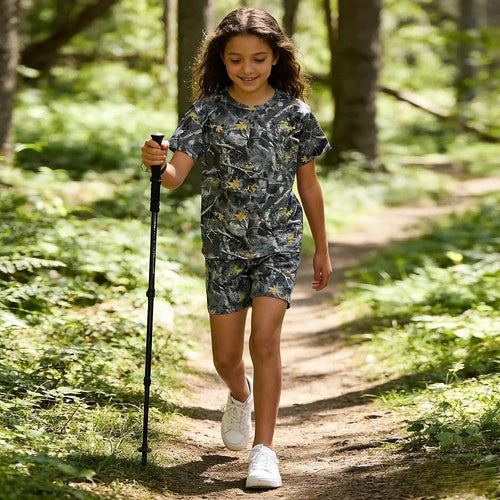 2026 6-12 Years Old Girls 2Pcs Spring Summer Outfits Set Crew Neck Short Sleeve Tops with Pocket Tie-Dye Shorts