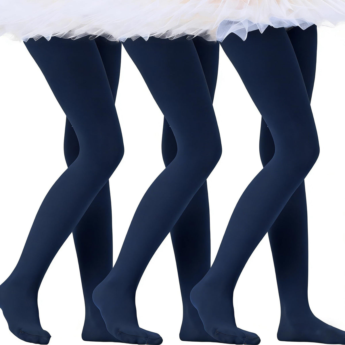 Citystl Ballet Tights for Girls - 3 Pairs, Multiple Colors, Cotton School Dress Tights