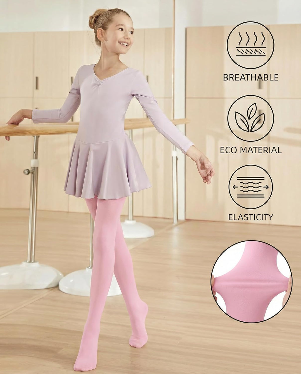 leg elegant Ballet Footed Dance Tights for Toddler and Kids Girls 50D
