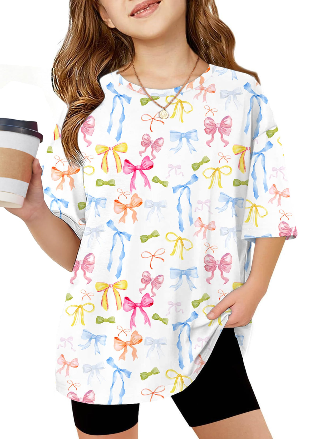 Arshiner Girls T Shirts Oversized Kids Summer Tops Casual Soft Basic Tees
